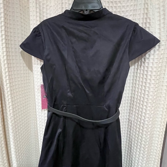 ✔️NEW Merona Black A-Line Dress with Mandarin Collar and Flutter Sleeves - Picture 5 of 8